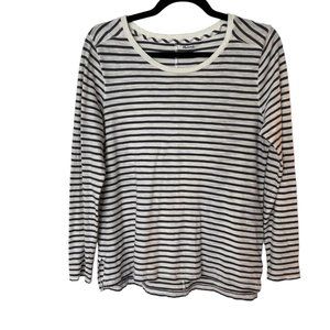 Madewell Long Sleeve Grey Striped Pullover Shirt Boat Neck Collar Women's Medium